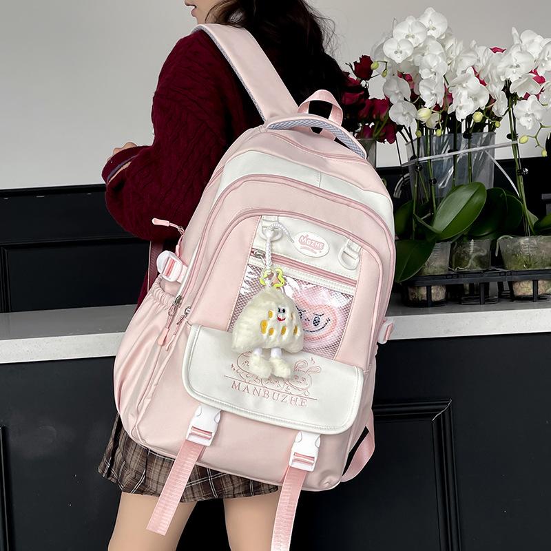 Schoolbag High value transparent pain bag Backpack Female leisure Junior high school girls schoolbag High school students Large capacity Korean