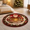 Non Slip Holiday Floor Decor Christmas Round Area Rug, 3D Visual Trap Mat with Santa Elk Print, Stylish Spiral Pattern Rugs Non-Slip Stain Resistant