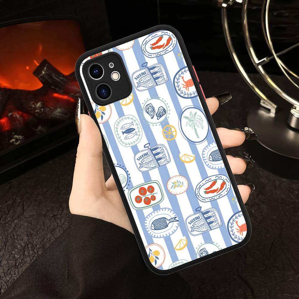 Чехол для телефона 'Сардины' матовый прозрачный для IPhone Case 16 15 14 13 12 11 Pro Max X XS Max Plus