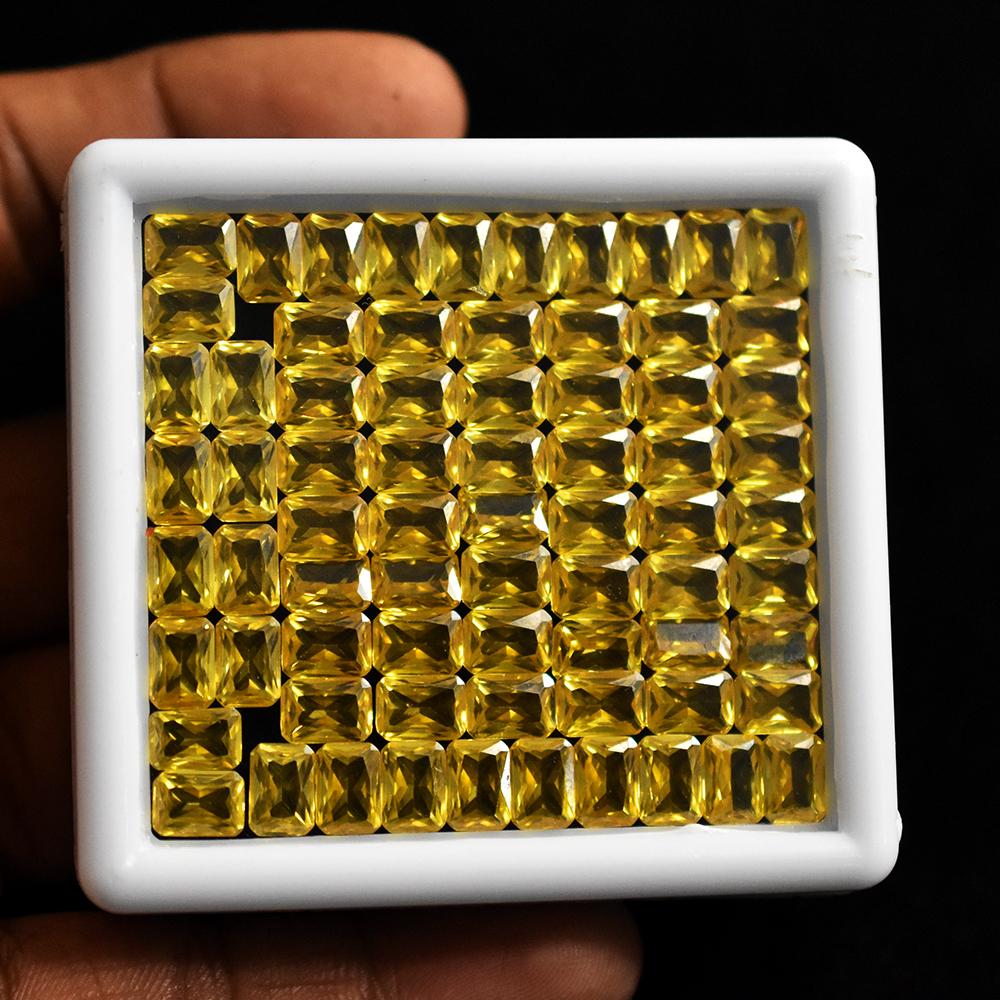 NATURAL Yellow Sapphire 12 Pcs 7x5 mm AA++ Emerald Cut Gemstone Lot