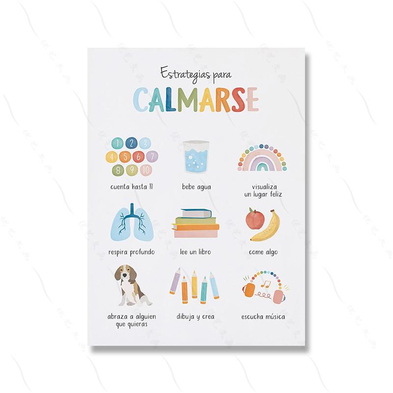 Spanish Feelings Poster Therapy Office Decor, CBT School Counselor Print, Emotion Regulation Mental Health Affirmations Pictures