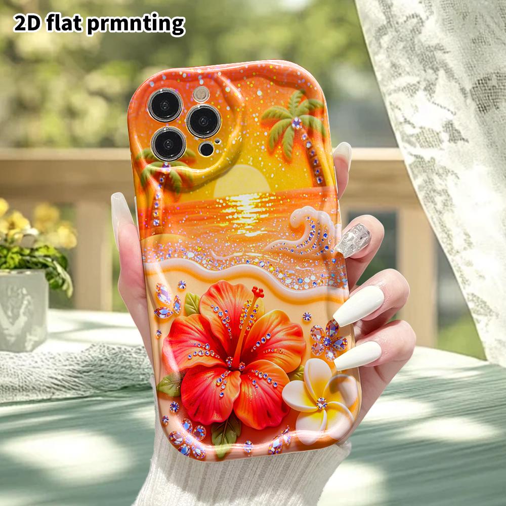 Phone Case: 2D flat, suitable for iPhone 18 17 16 15 14 13 12 Pro, protective case, phone decoration, beach sunset, Halloween and Christmas gift