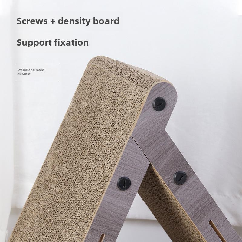 Vertical Triangular Cat Scratching Board & Bed - Scratch-Resistant, Non-Shedding Corrugated Paper with Wooden Accent