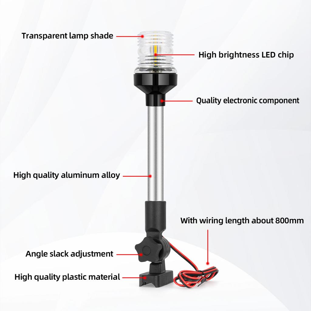 12-дюймовый светодиодный навигационный фонарь для лодки 12 ~ 24 В, водонепроницаемый, складной, парусный, сигнальный фонарь, морская яхта, предупреждающий, якорный столб, боковые огни