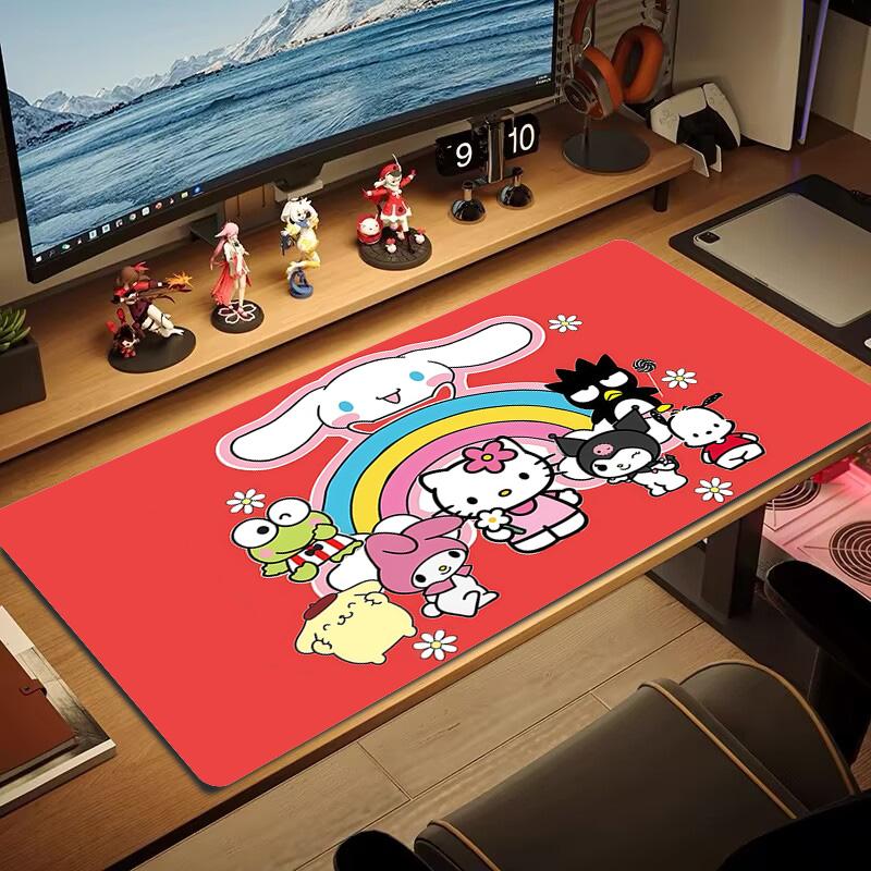 Hello Kitty And Friends Print Cushion Non-slip Laptop Tablet Big Mousepad XXL Mat Mini PC Playmat With Lock edge