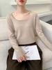 Women's Cashmere U-Neck Knitted Sweater - Slim-Fit, Long-Sleeved, Autumn/Winter Lazy Style