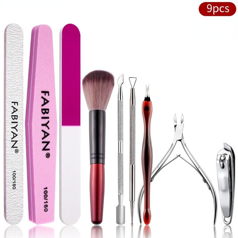 Pusher Nail Remover Manicure Tools Set Stainless Steel Dead Skin Scissors Nail File Polishing