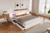 Double bed 180*200cm, with USB port, LED lighting and socket, controllable via mobile app, 2 nightstands, with drawer storage, without mattress, white