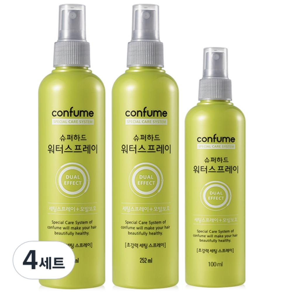 Confume Super Hard Hair Water Spray 252ml X 2p + 100ml X 1p Set, 4 Sets