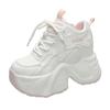 Fashion 11CM Hidden Heels Chunky Sneakers Women Breathable Lace Up High Platform Shoes Woman 2024 Autumn Non-Slip Thick Bottom Sneakers