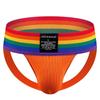 Мужские трусы с широким поясом, дышащие трусы с радужным принтом, нижнее белье-стринги