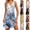 Женское повседневное летнее богемное пляжное платье с принтом и карманами, V-образным вырезом, платье-майка