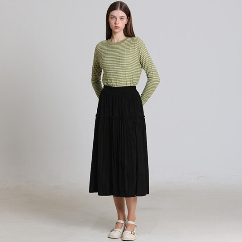 Ozoc Suede Pleated Skirt
