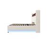 Lit LED - MUVOE - 180 x 200 cm - Prise USB - Rangement hydraulique - Tissu lin beige