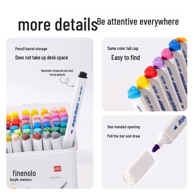 Deli 60-Color Waterproof Acrylic Marker Set