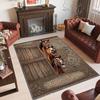 Horse Theme Crystal Velvet Floor Rug Personalized Custom Name Text Warm Carpet Home Decoration