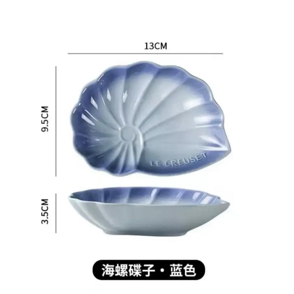 Десертная тарелка-ракушка Глубокая тарелка Милая Подглазурная роспись Однотонная керамическая тарелка Украшение для дома для послеобеденного чая Керамическая посуда Тарелки