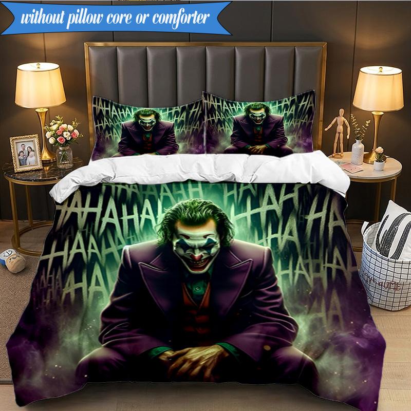 3PCS Clown Bedding Set Duvet Cover Closure Includes 1 Duvet Cover & 2 Pillowcases for All Seasons Bedroom Decor Christmas Fan gifts