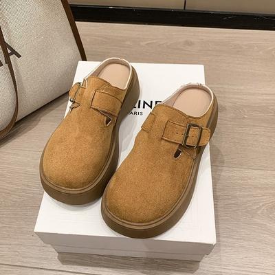 Ретро сумка с толстой подошвой, голова и половина тапочек для женских весенних новых моделей, увеличивающие рост и носящиеся ленивыми людьми с одной педалью.