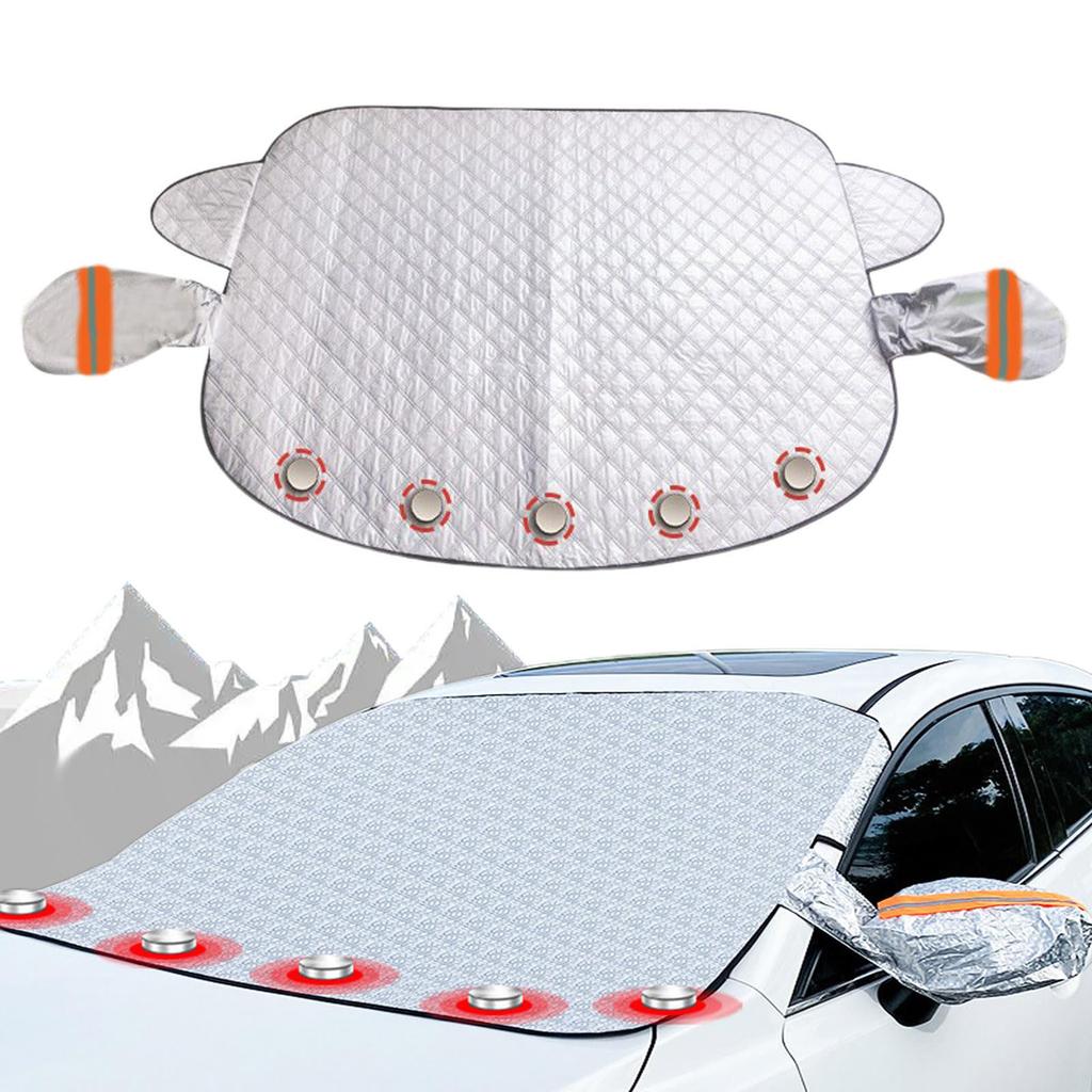 Car Windshield Cover, Snow Cover With Side Mirrors Cover, Windshield Shade With Magnetic Edges For Car SUV CRV Trucks