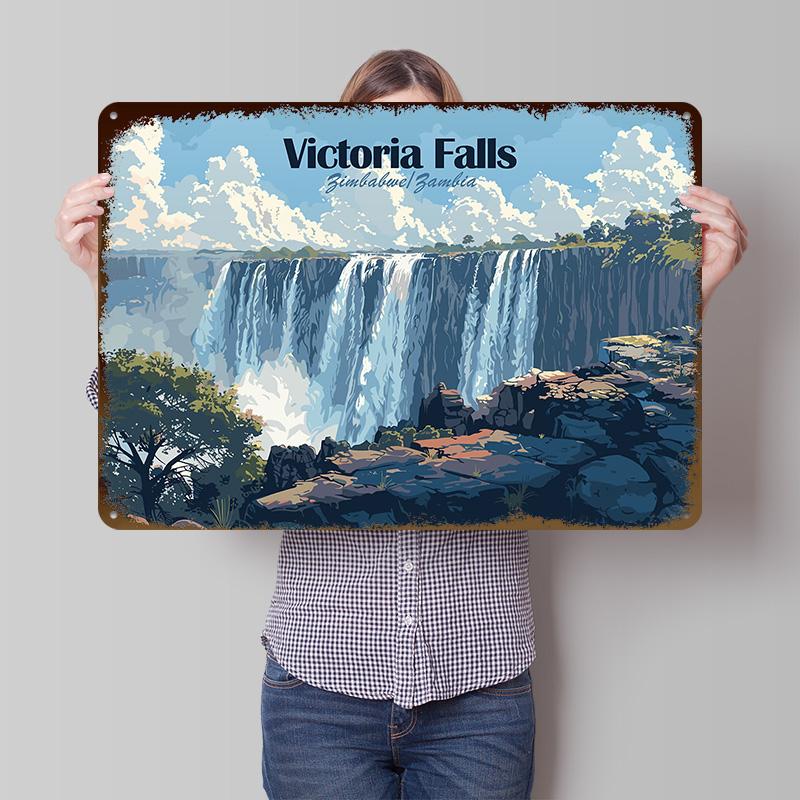 Victoria Falls Tinplate Poster Customized Wall Art Retro Vintage Metal Signs for Fans House Office Decor Room Garage Decorations