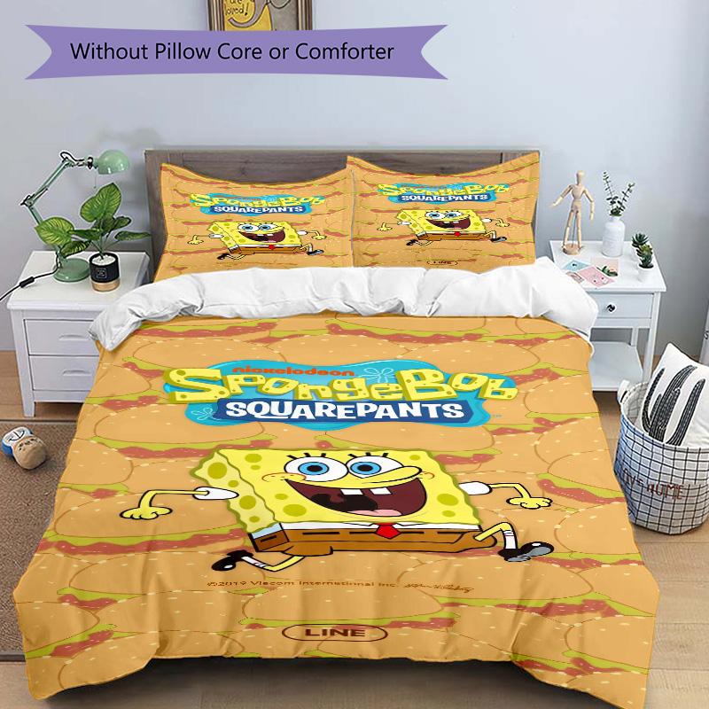 Spongebob Squarepants Adventure Print 3Pcs Bedding Setduvet Cover With 2 Bedropillowcase Home Birthday Gift