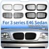 Передняя решетка радиатора "ноздри" для BMW 3 серии E46 Седан Универсал 1998-2001 Дорестайлинг Глянцевая черная с одной/двумя планками Автоаксессуары