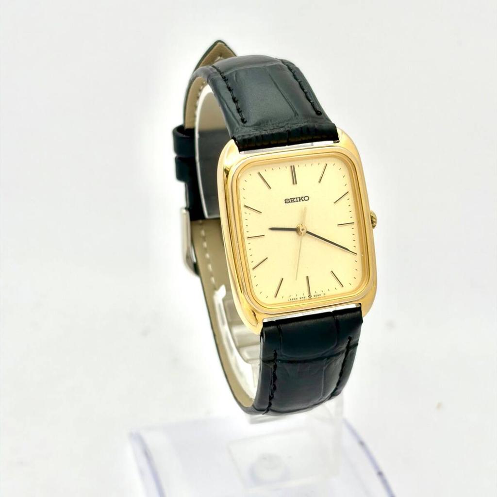 SEIKO Gold Rectangular Watch 982325 with New Strap and Engraving/New Battery Men's 5P31-5D6A