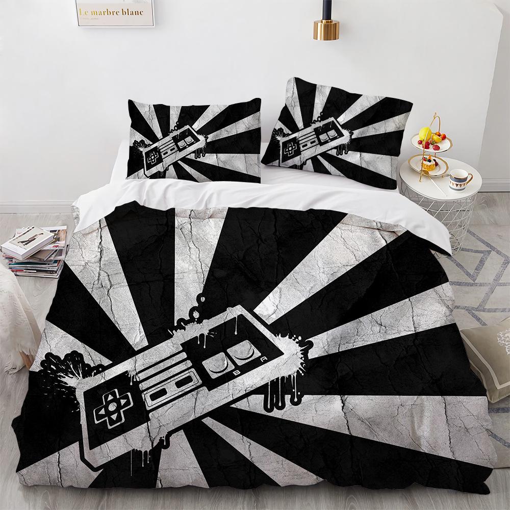 Game Handle King Queen Duvet Cover Kids Teens Boys Gamer Bedding Set Pillowcase Cartoon Psychedelic 2/3pcs Polyester Quilt Cover