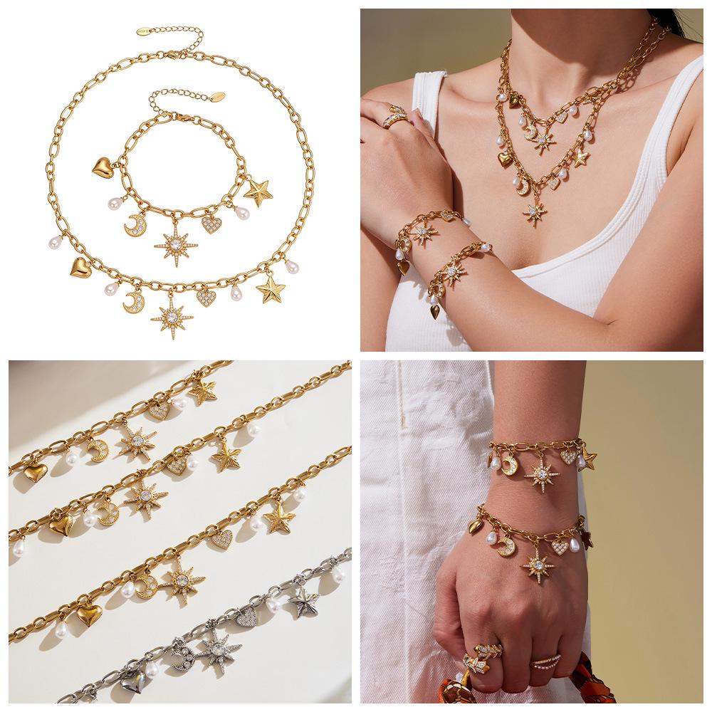 Набор ожерелья и браслета «Oumaijia Zircon Star & Pearl DIY»