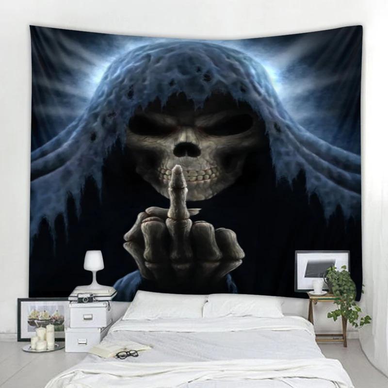 Halloween Decorative Tapestry Skull Death Wall Art Decorative Background Cloth Home Living Room Room Decoration