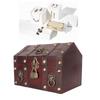 Treasure Chest Storage Box with Combination Lock Handcraft Exquisite Wood Treasure Box for Jewelry