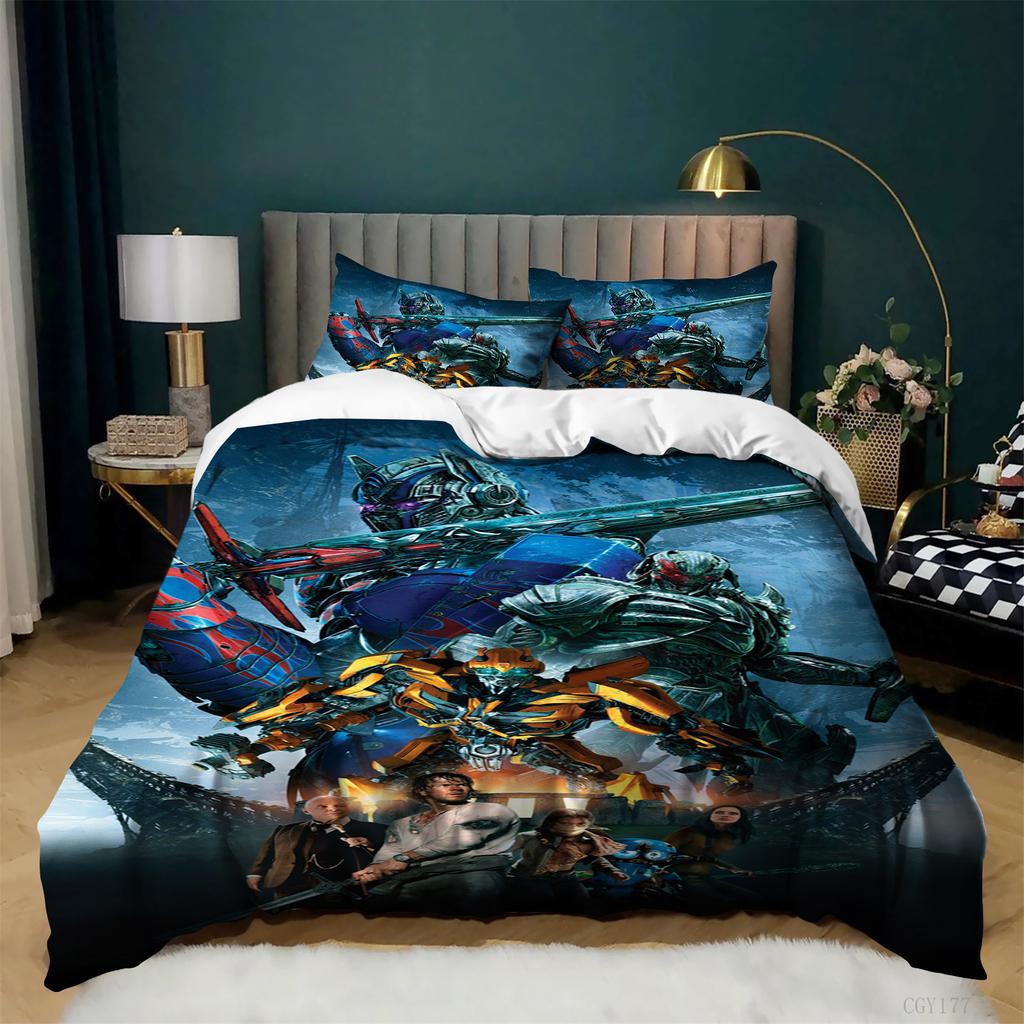 Tran-sformers Duvet Cover Set Bum-blebee Optimus Prime Soft Breathable Comforter Set 3pcs All Season Bedding Set Bedroom Decor