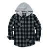 Men's Plaid Shirt Hooded Button Sweatshirt Men's Casual Fashion Sweatshirt