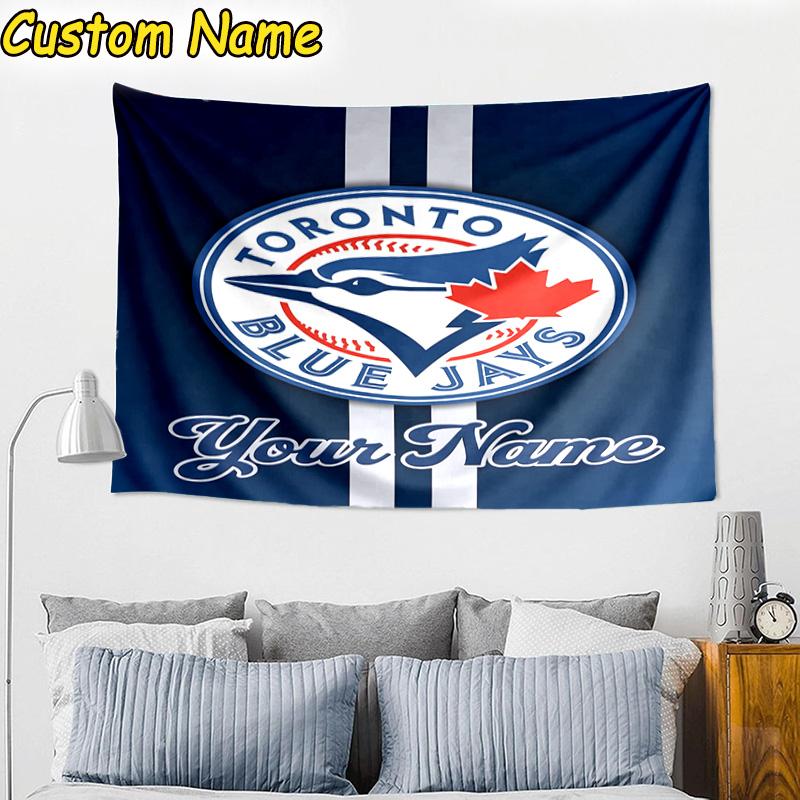 Custom Name Blue Jays Baseball Season Tapestry Room Decoration Wall Hanging for Living Room Bedroom, dormitory, Birthday and Christmas gifts