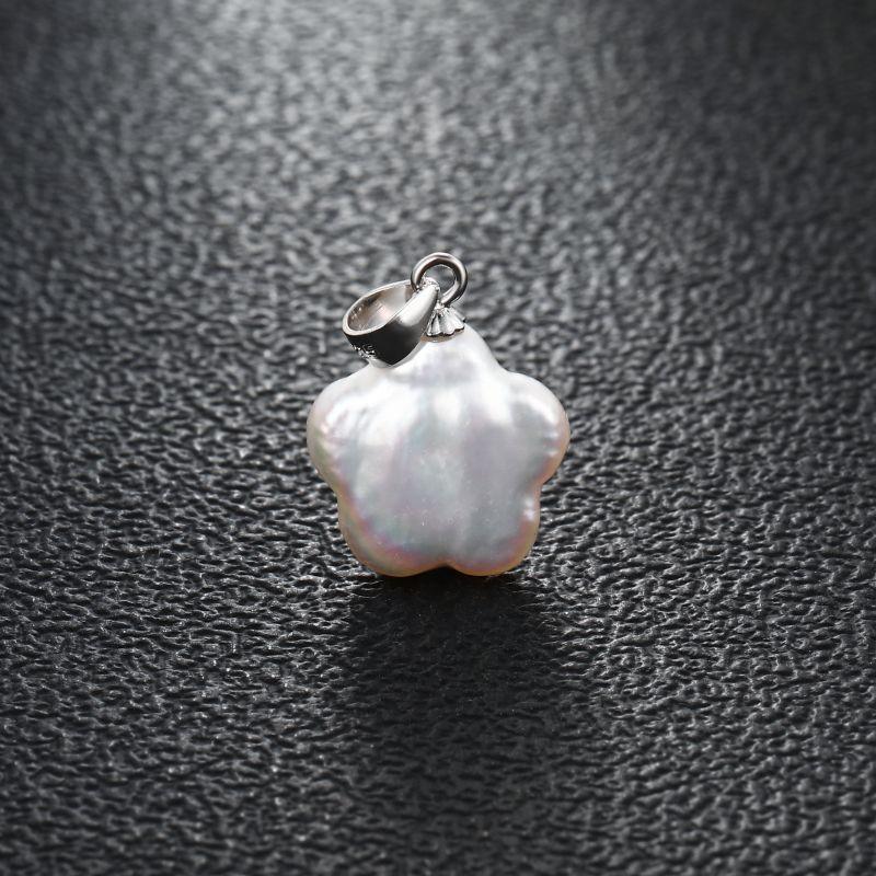 New Fashion Natural Freshwater Multiple Shape Baroque White Pearl 925 Silver DIY Pendant Buckle For Women Girls Jewelry