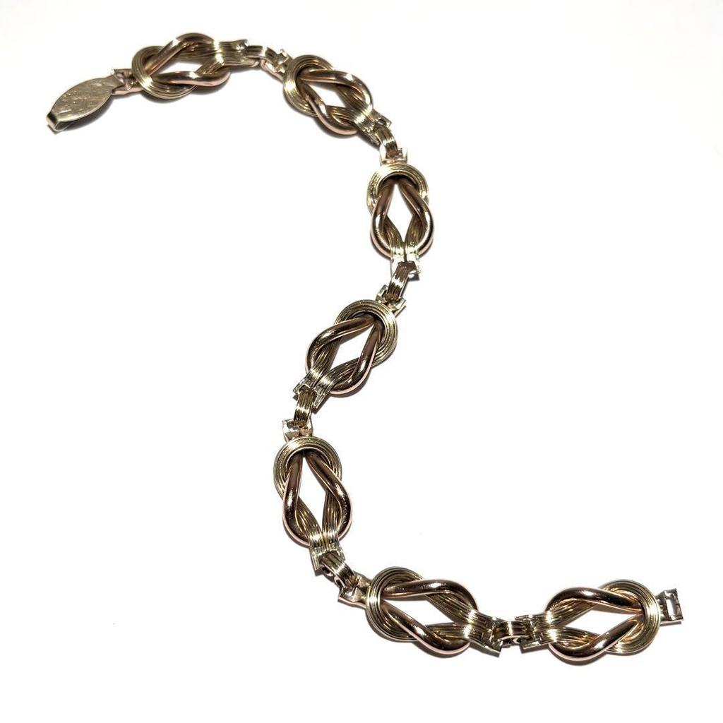 Used 30-40's 12K GF Sterling Silver Twisted Knot Bracelet