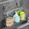 Quick Drying Suction Cup Bathroom Storage Basket Easy Cleaning Storage Shelf Shower Rack