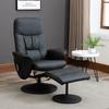 Relax Armchair with Stool, Swivel TV Armchair with 10 Massage Points, Reclining Function, Massage Armchair with Remote Control, Side Pocket, Black