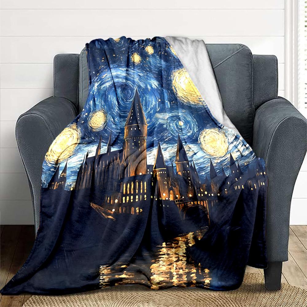 1pc Starry Night Blanket Warm, Cozy, And Soft, Suitable for Sofas, Beds, Cars, And Office Use.Perfect for Camping And Travel, Making It a Great Gift f