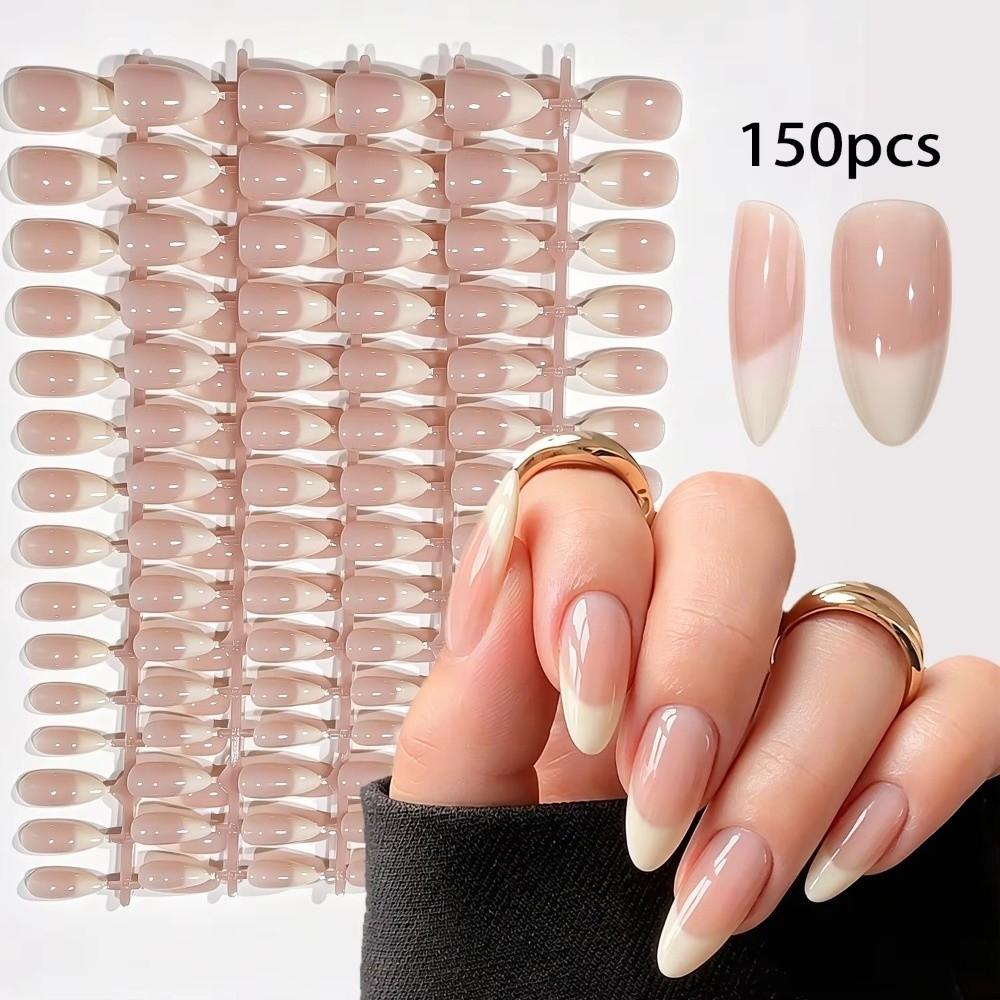 Semi-Transparent Press On Nails Glossy Finish French False Nails New Fake Nails for Daily Wear
