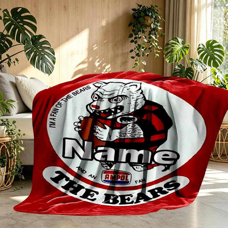 Custom Name Personalized North Sydney Bears Print Blanket, Home Decor, Bedroom, Sofa, Camping, Couch, Gifts for Birthday Christmas