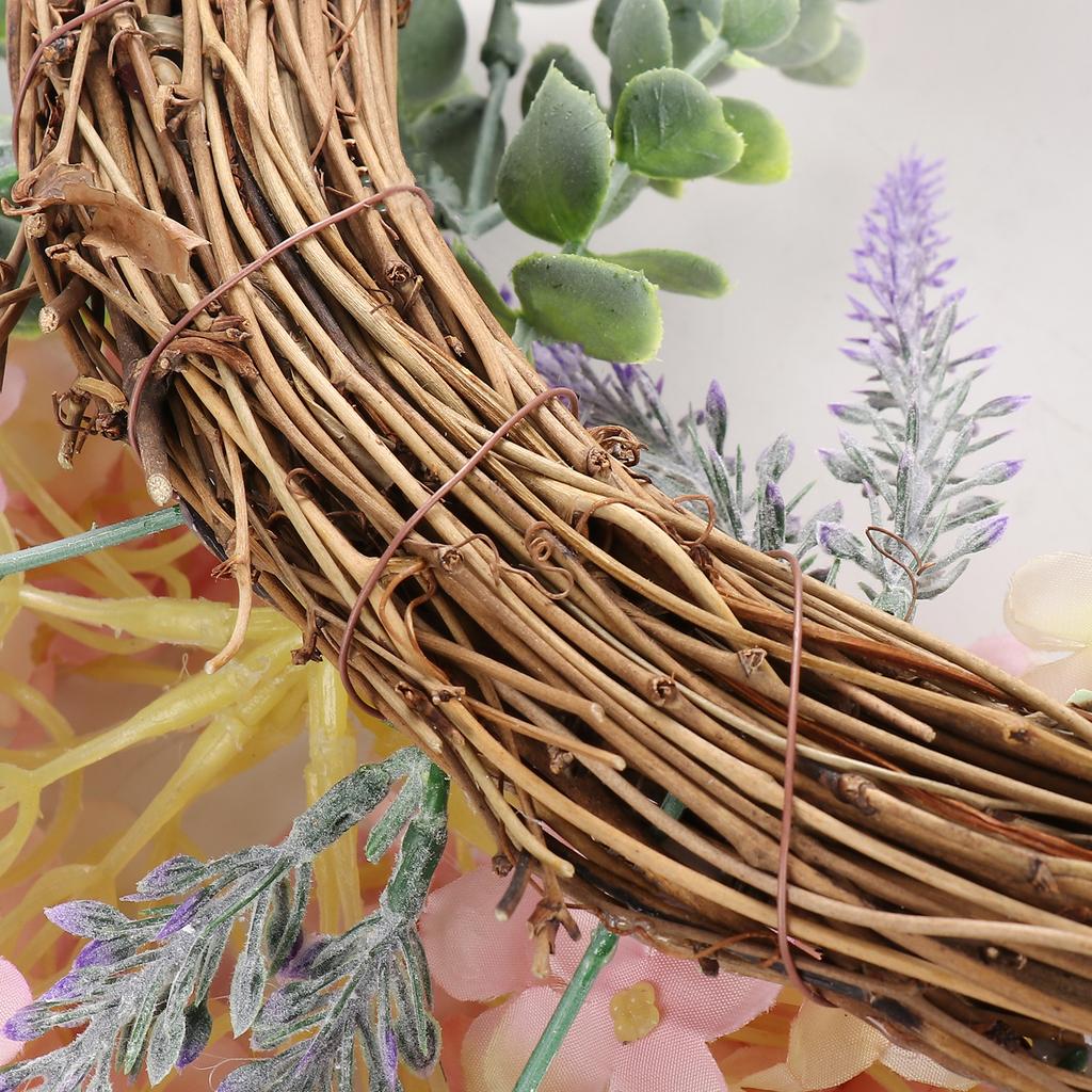 Lavender Hydrangea Flower Wreath Wall Door Silk Flower Pink Artificial Floral Wreath for Bakery Window Cafe Counter