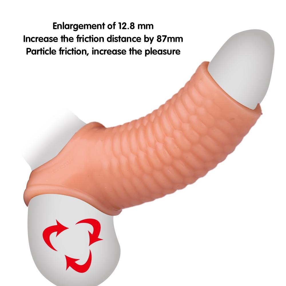 Силиконовый многоразовый рукав для пениса, гибкая головка, увеличитель пениса, удлинитель задержки эякуляции, кольцо на член, рукав для взрослых, секс-игрушки для мужчин
