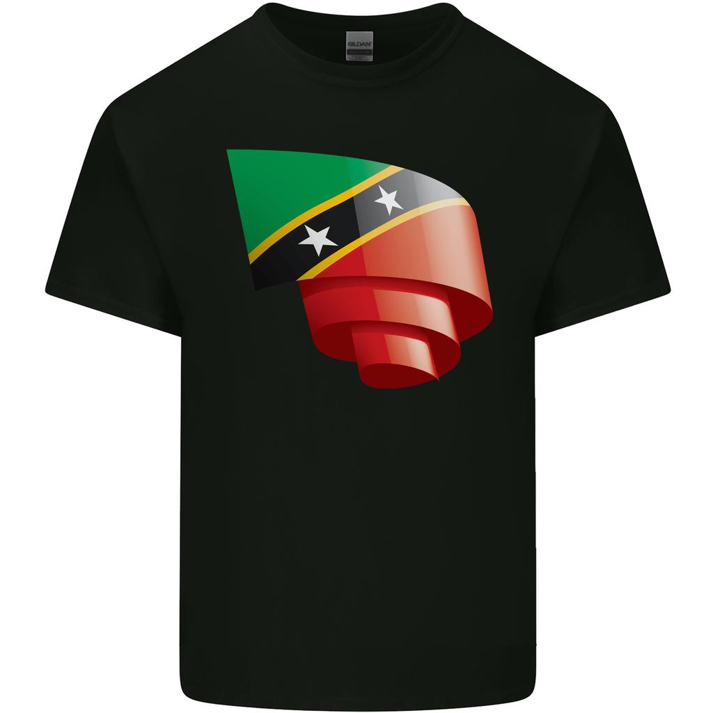Curled Saint Kitts and Nevis Flag Day Football Mens Light Cotton T-Shirt