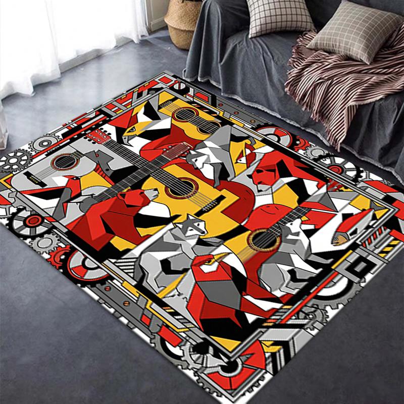 2025 New Guitar Geometry Carpet Rug for Living Room Bedroom Home Sofa Decoration,Kids play Non-slip Floor Mat57
