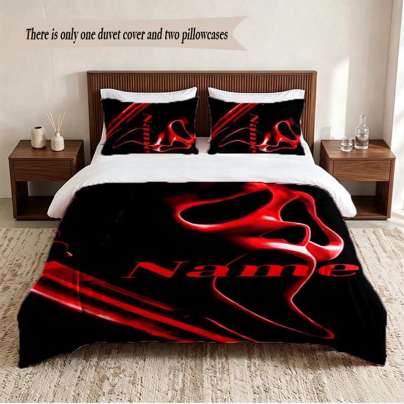 Scream Personalized Custom Name 3‑Piece Bedding Set Soft Duvet Cover Set For Bedroom Home Decor