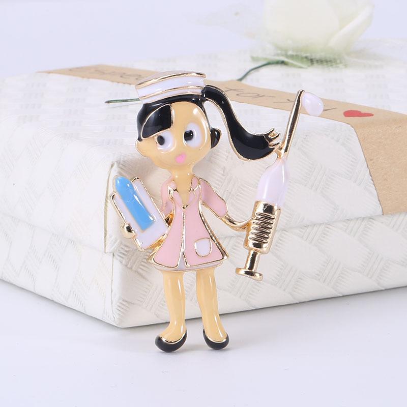 Модная мультяшная персонализированная брошь в виде медсестры, универсальная масляная женская одежда, аксессуары из сплава