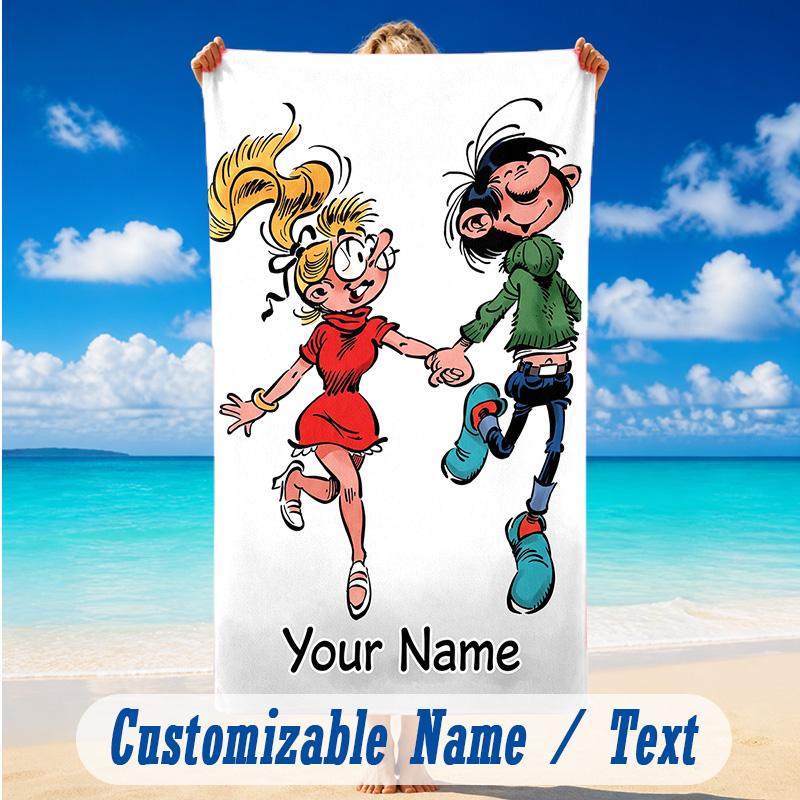 Beach Towel Custom Name Text, Quick Dry Large Towel For Beach HomeGaston Lagaffe