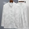 Мужской костюм Tang Suit Ice Silk с длинными рукавами, весенне-летний костюм для людей среднего и пожилого возраста в стиле ретро Hanfu